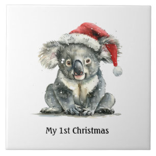 baby koala draagt kerstmis pet, aanpasbaar tegeltje