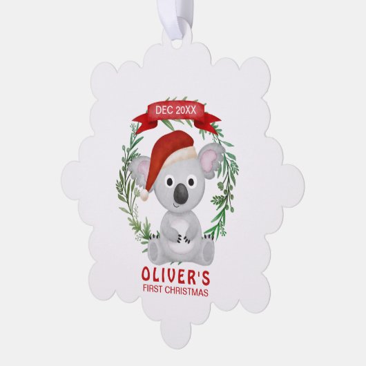 Baby Koala Eerste Kerstmis Ornament Kaart (Links)