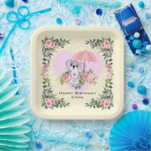 Baby Koala | Gepersonaliseerd vogeldaggeel Papieren Bordje (Feest)