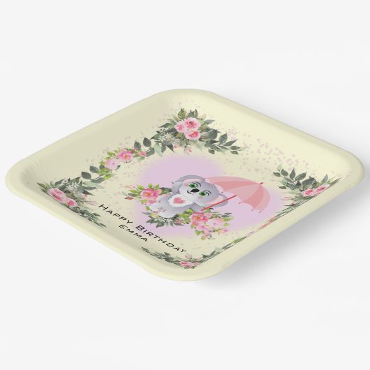 Baby Koala | Gepersonaliseerd vogeldaggeel Papieren Bordje (Gebogen)