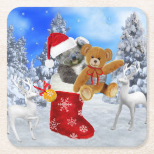 BABY KOALA KERST MET TEDDY KARTONNEN ONDERZETTERS
