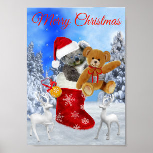 BABY KOALA KERST MET TEDDY POSTER