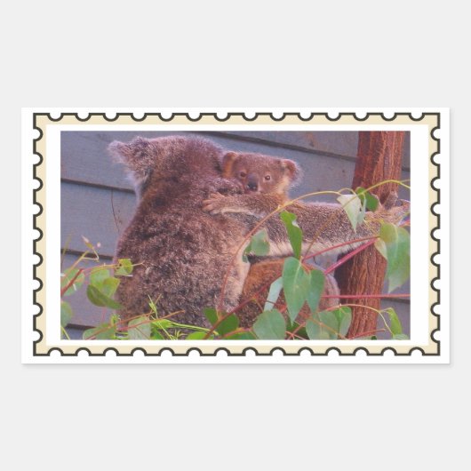 Baby koala Neppostzegel Rechthoekige Sticker (Voorkant)