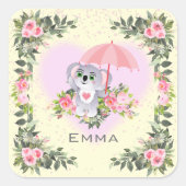 Baby Koala Persoonlijke ursery Vierkante Sticker (Voorkant)