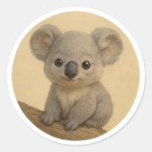 Baby koala ronde sticker (Voorkant)