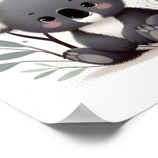 Baby Koala witte achtergrond Poster (Hoek)