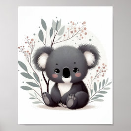 Baby Koala witte achtergrond Poster