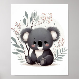 Baby Koala witte achtergrond Poster