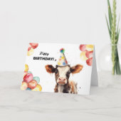 Baby Koe Ballonnen en Party Pet Boerderij Verjaard Kaart (Voorkant)