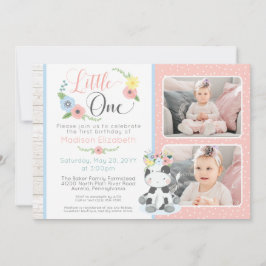 Baby Koe Eerste Verjaardag Bloemen Kalf Foto Colla Kaart