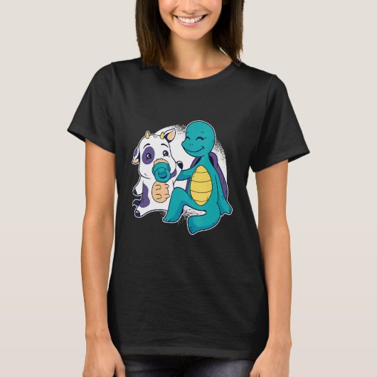 BABY KOE EN SCHILDPAD T-SHIRT (Voorkant)