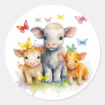 Baby Koe en Vlinder Stickers