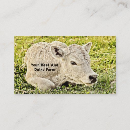 Baby Koe groene gras Boerderij Visitekaartje (Voorkant)