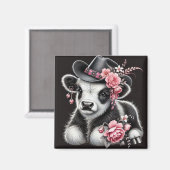 Baby Koe in een stijlvol Pet versierd met roze blo Magneet (Voorkant / Achterkant)