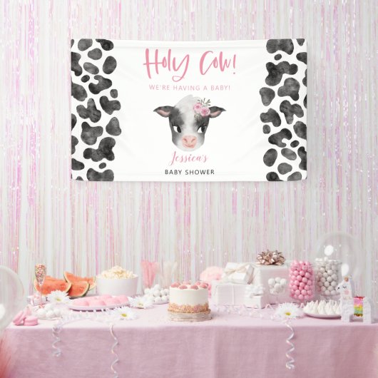 Baby Koe Meisje Baby shower Banner (Feest)