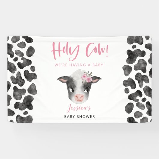 Baby Koe Meisje Baby shower Banner (Horizontaal)