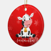 baby Koe rode kerstversiering Keramisch Ornament (Links)
