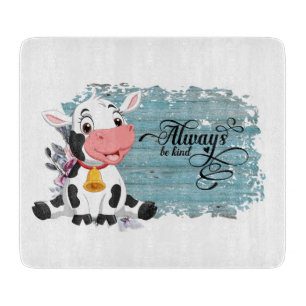 Baby Koe Rustic Blue Wooden Cutting Board Snijplank