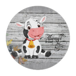 Baby Koe Rustic Grey Wooden Cutting Board Snijplank