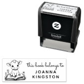 Baby Koe Storybook Ex Libris Stamp Zelfinktende Stempel (In situ)