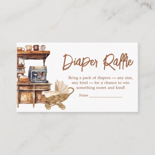 Baby Koffie Baby shower Luier Raffle Informatiekaartje (Voorkant)