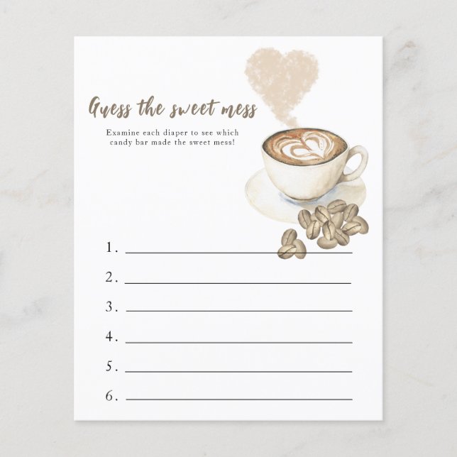 Baby koffie baby shower Raad het lieve puinhoop sp (Voorkant)