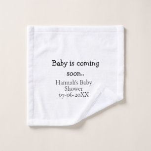 Baby komt скоро baby shower naam datum typemachine washandje