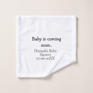 Baby komt скоро baby shower naam datum typemachine washandje