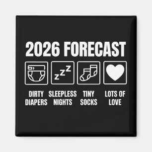 Baby komt binnenkort 2026 Voorspelling Baby Shower Magneet