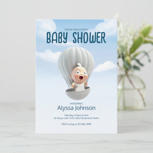 Baby komt binnenkort aan | Uitnodiging tot Baby sh (Staand voorkant)