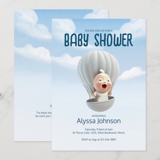 Baby komt binnenkort aan | Uitnodiging tot Baby sh (Voorkant / Achterkant)