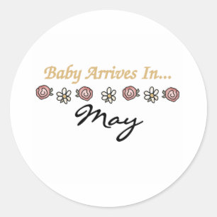 Baby komt in mei ronde sticker