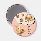 Baby konijn en zonnebloem cirkelmagneet magneet (Voorkant / Achterkant)