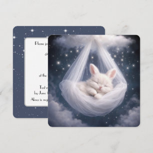 Baby Konijn Hangend aan een Tule Hangmat Kaart