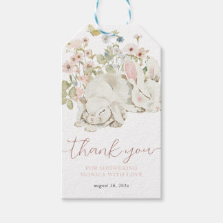 Baby Konijn Het is een meisje Wilde bloem Cadeaulabel