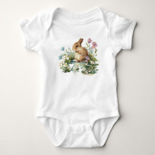 Baby konijn in bloemenpot romper