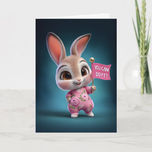 Baby Konijn in Roze Romper Aanmoediging Kaart