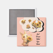 Baby Konijn met zonnebloempagnetje Magneet (Voorkant / Achterkant)