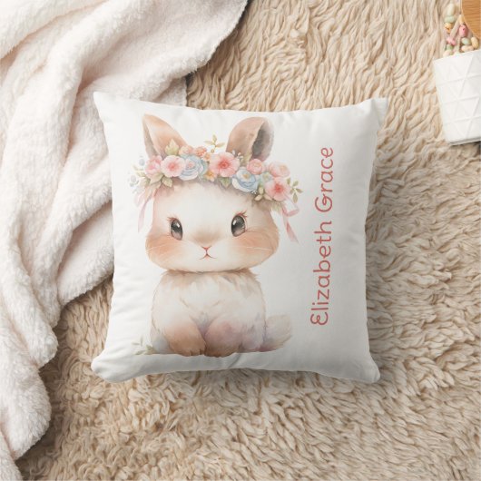 Baby Konijn Monogram Naam Cadeau Baby Meisje Slaap Kussen (Deken)