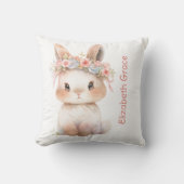 Baby Konijn Monogram Naam Cadeau Baby Meisje Slaap Kussen (Voorkant)