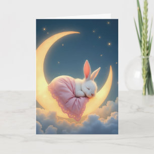 Baby Konijn Op Een Halve Maan Kaart