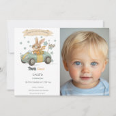 Baby konijn race auto's 2e verjaardag kaart (Voorkant)