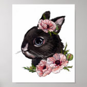 Baby Konijn Roos Dieren Poster | Muurprint (Voorkant)