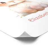 Baby Konijn Roze Bloemige Monogram Slaapkamer Muur Poster (Hoek)