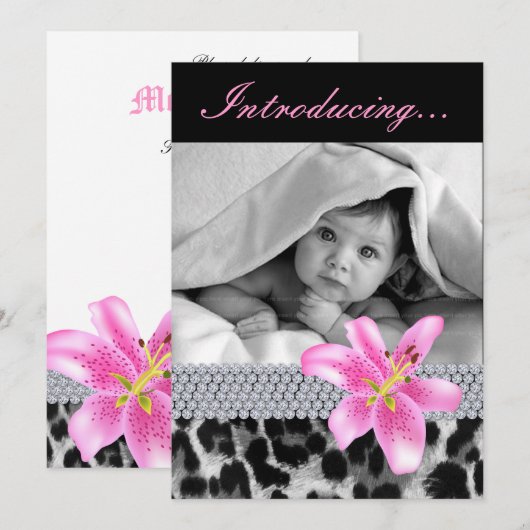 Baby koninklijke douche Lopard Lily Flower Kaart (Voorkant / Achterkant)