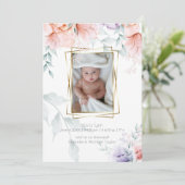 Baby | Koraal Lila Aquarelle Peony Flowers Kaart (Staand voorkant)