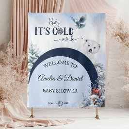 Baby Koud Buiten Beer Winter Modern Baby shower Wandkleed