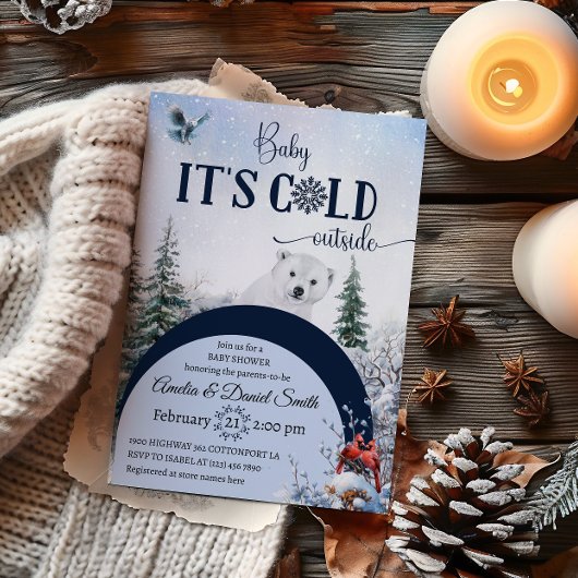 Baby Koud Buiten Beer Winter Uil Baby shower Kaart