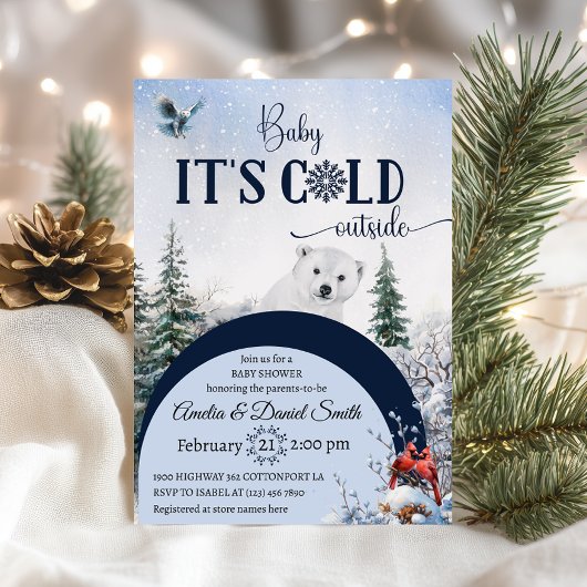 Baby Koud Buiten Beer Winter Uil Baby shower Kaart