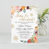 Baby Koud buiten Burgundy Floral Baby shower Kaart (Staand voorkant)